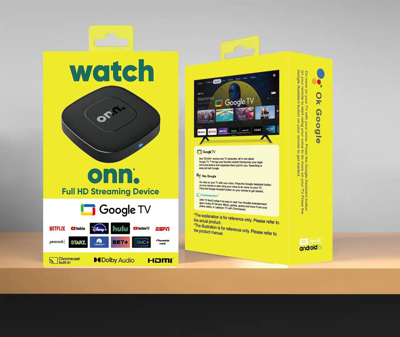 ONN - جهاز بث عالي الدقة بالكامل مع Google TV