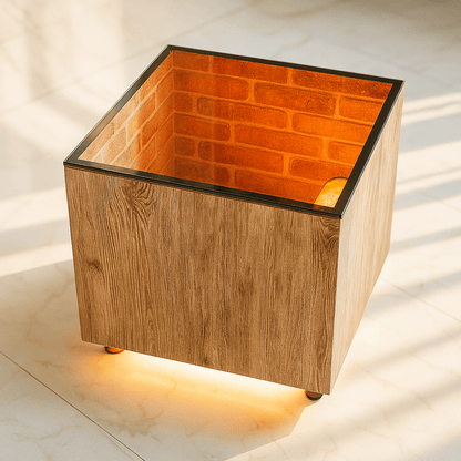 Denol LED‑Illuminated Wood & Glass Display Coffee Table