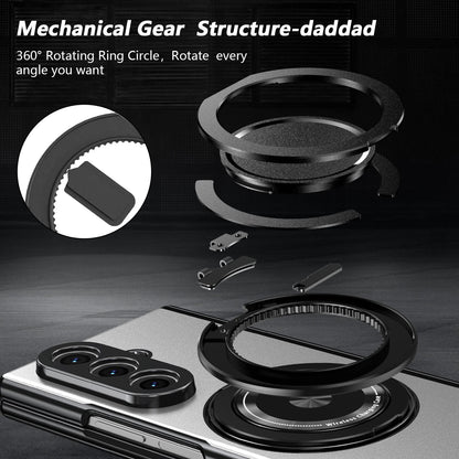 Magnetic Ring Kickstand Case with Tempered Glass