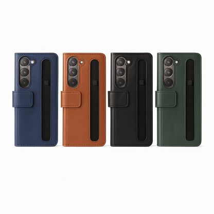 UrbanGrip Leather Folio Hand‑Strap Case